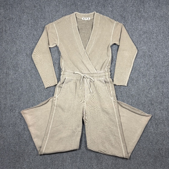 AMO DENIM Georgie French Terry Knit Jumpsuit Size XS Gray Terry Cotton 0243 - Picture 1 of 14